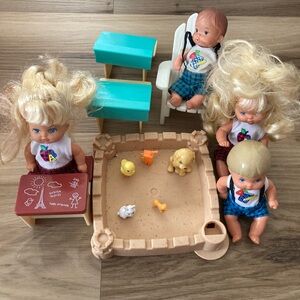Vintage Barbie The Heart Family Toddler Girls boys Twin Doll accessories lot